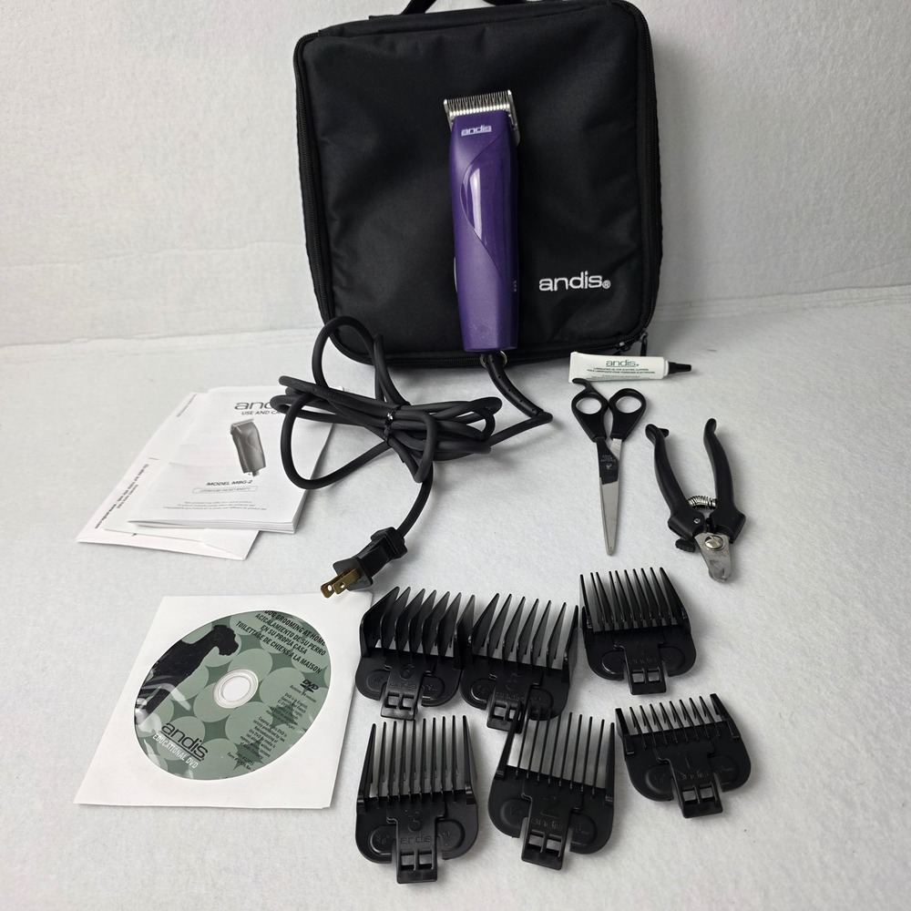 Andis MBG2 Professional Pet Grooming Kit Purple Corded Clipper 11pc Set tested